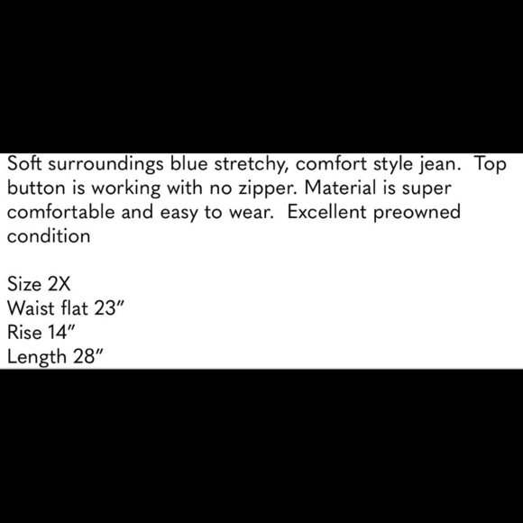 Soft surroundings high rise blue stretch jean with straight leg. 2X - Picture 6 of 6